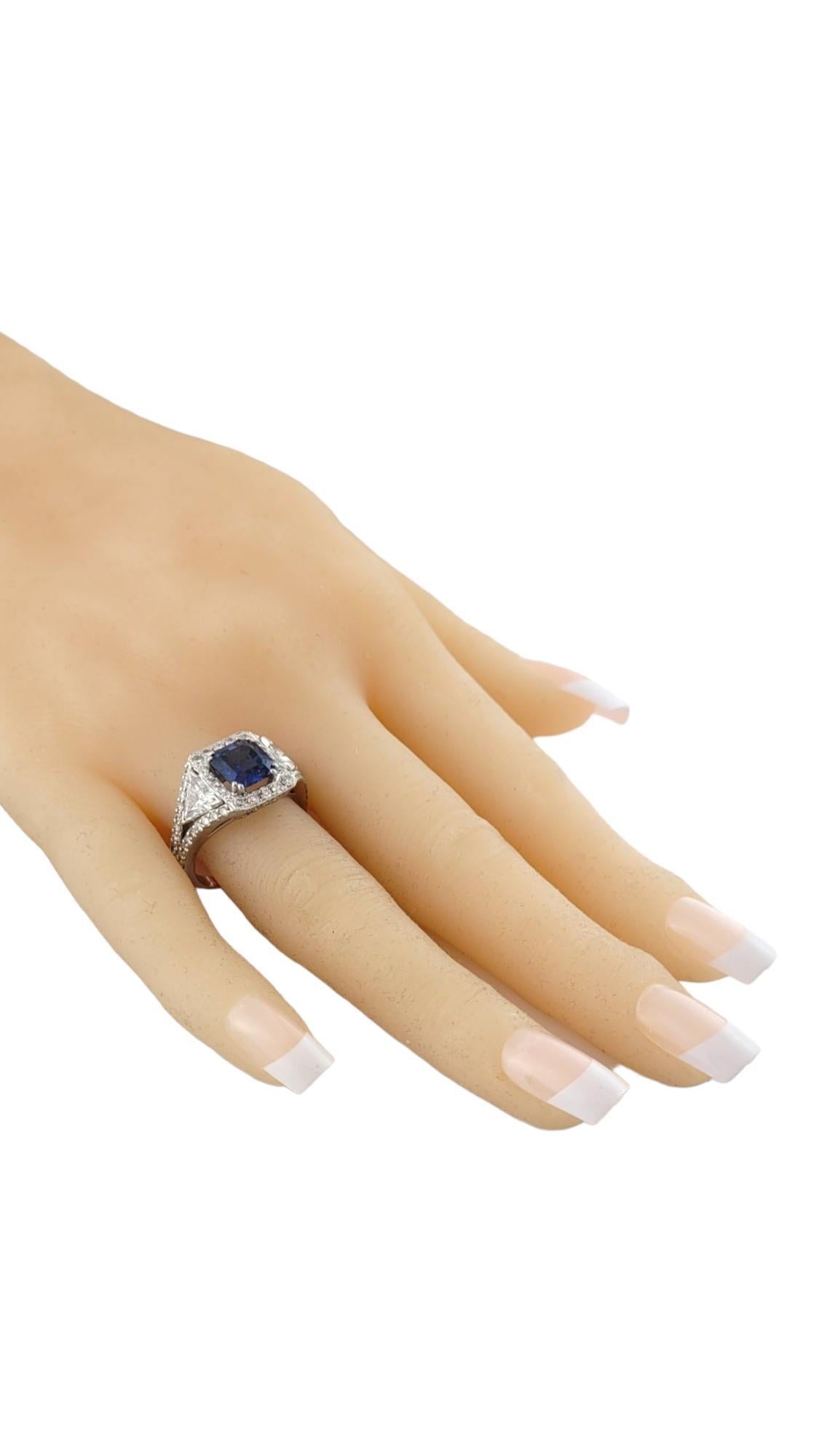 De las mujeres Anillo de compromiso de oro blanco de 14 quilates con diamantes y zafiros talla 8.25 #22324 en venta