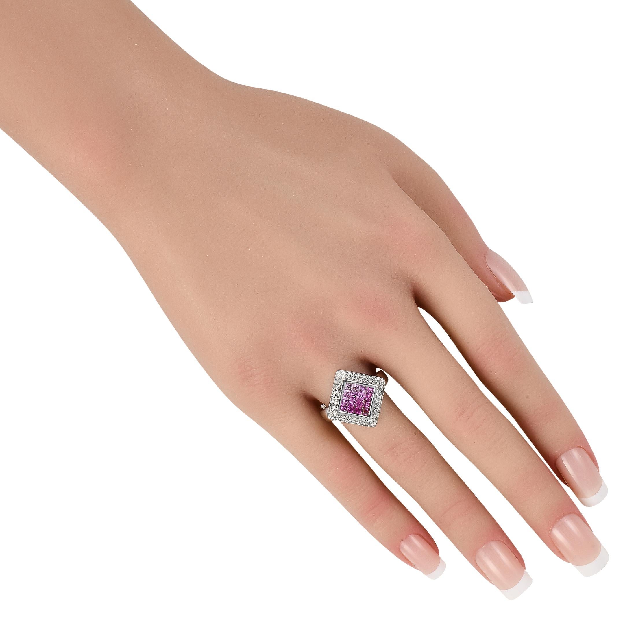 Round Cut 14K White Gold Diamond and Sapphire Ring MF23-120324 For Sale