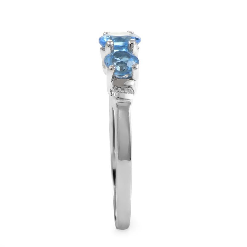 14 Karat White Gold Diamond and Topaz Band Ring In New Condition In Southampton, PA