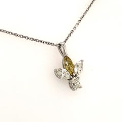 14 Karat White Gold Diamond Angel Pendant Necklace