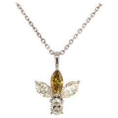 14 Karat White Gold Diamond Angel Pendant Necklace