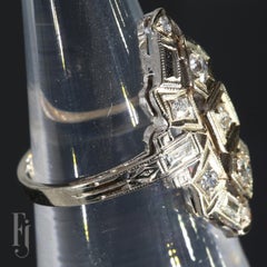 14k White Gold & Diamond Antique Art Deco Ring - Size 2.75