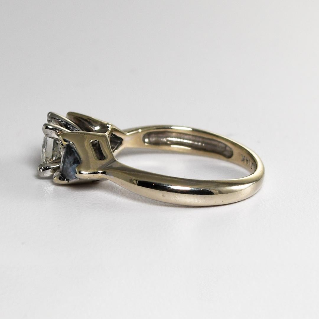 da uomo o donna Anello con diamanti e acquamarina in oro bianco 14K 3,9g in vendita