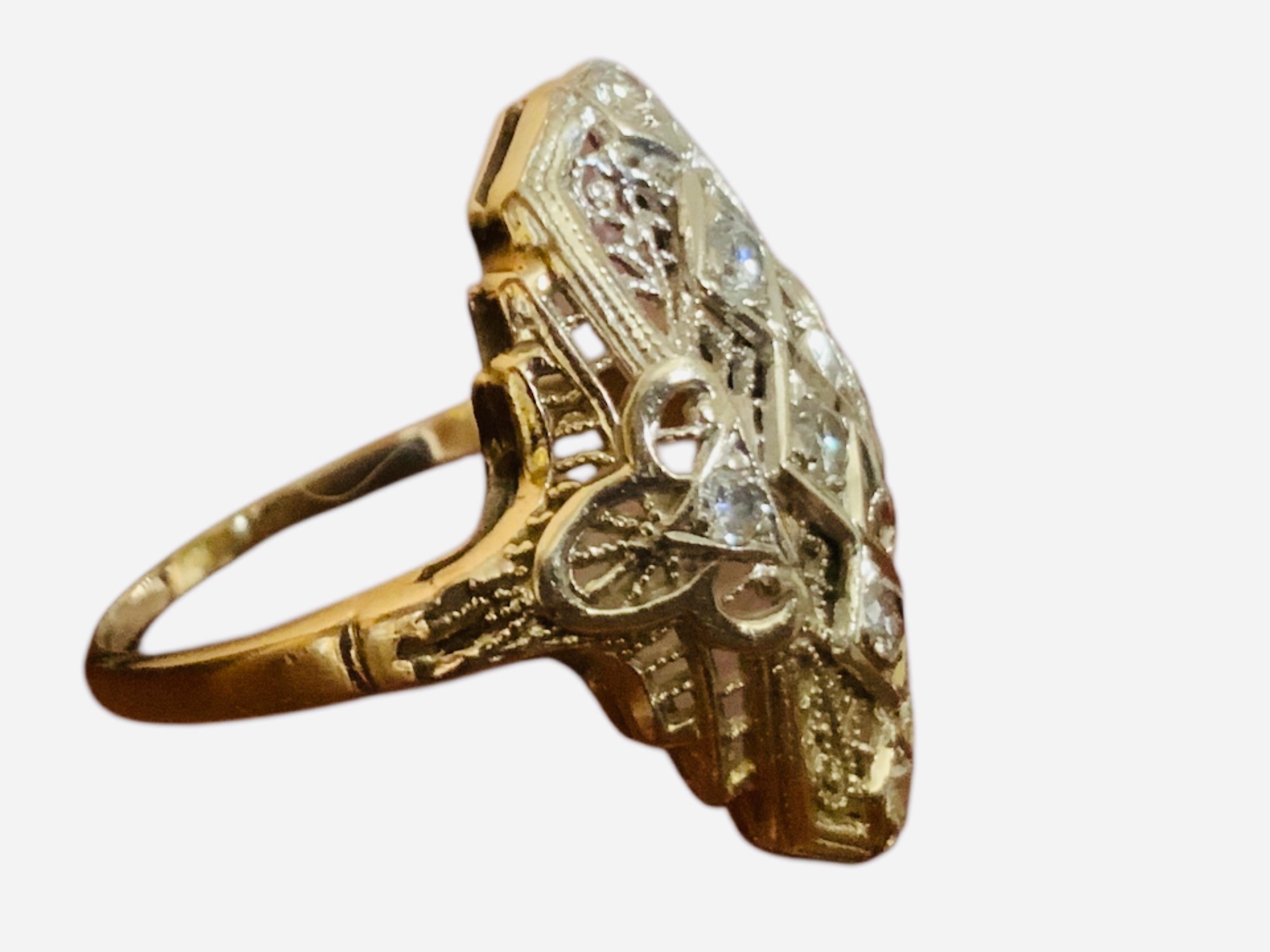 14K White Gold Diamond Art Deco Ring For Sale 5