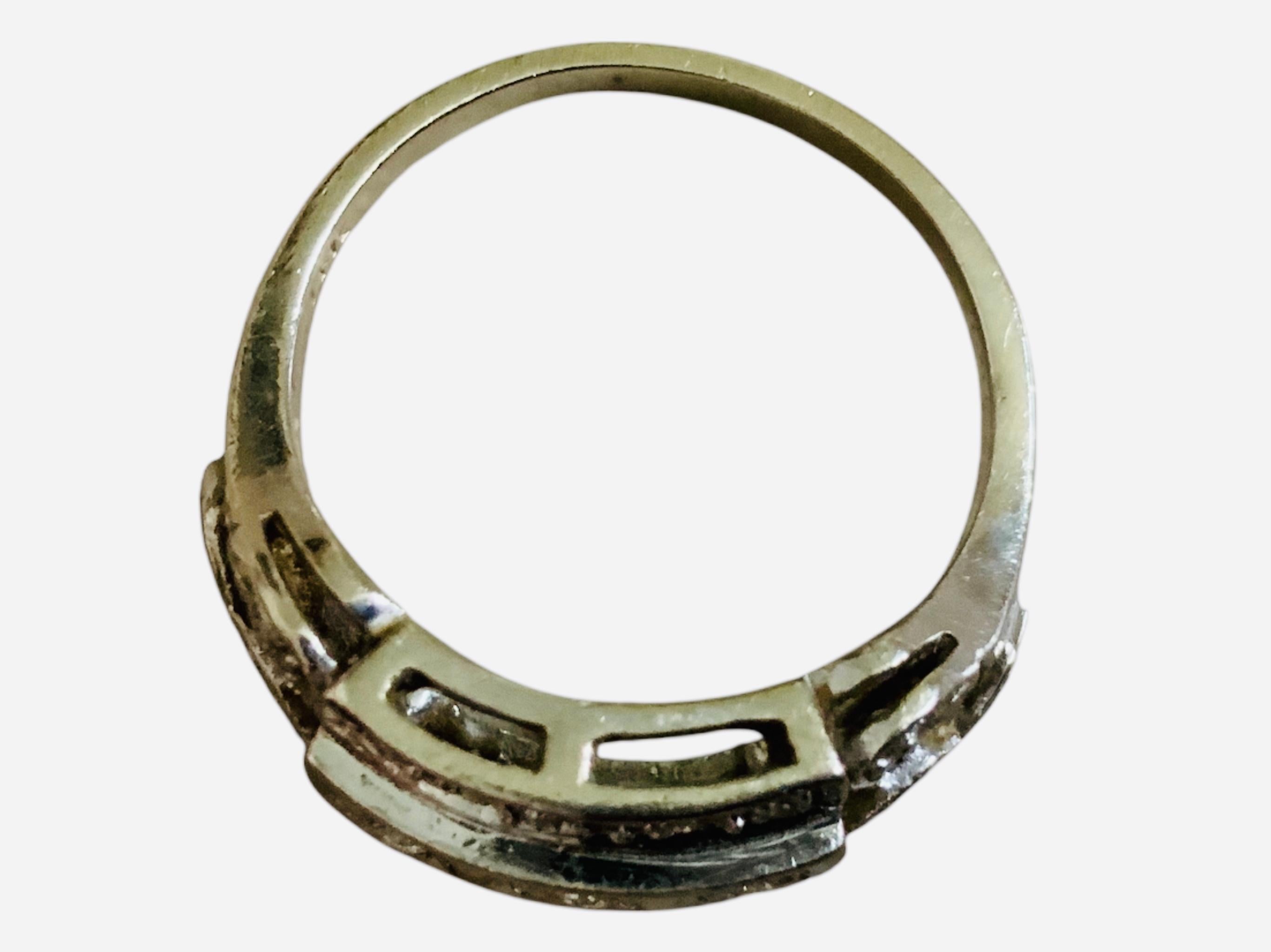 14K White Gold Diamond Art Deco Ring For Sale 6