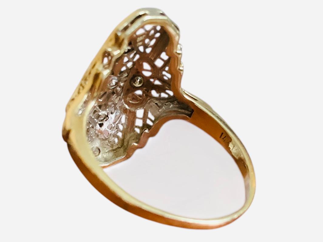 Brilliant Cut 14K White Gold Diamond Art Deco Ring For Sale
