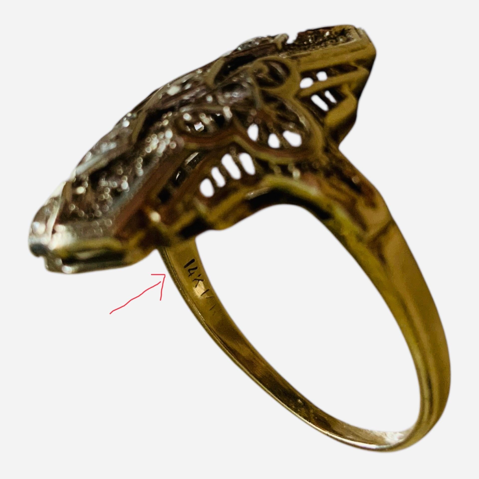 14K White Gold Diamond Art Deco Ring For Sale 1