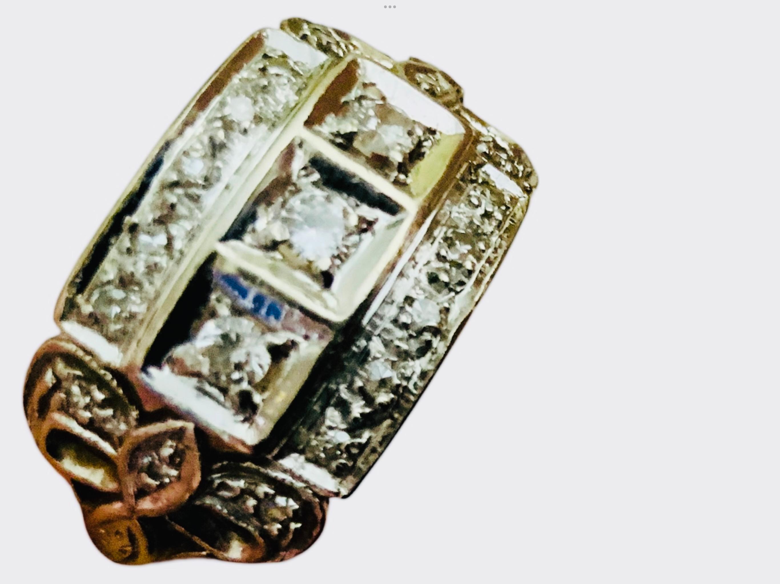 14K White Gold Diamond Art Deco Ring For Sale 1