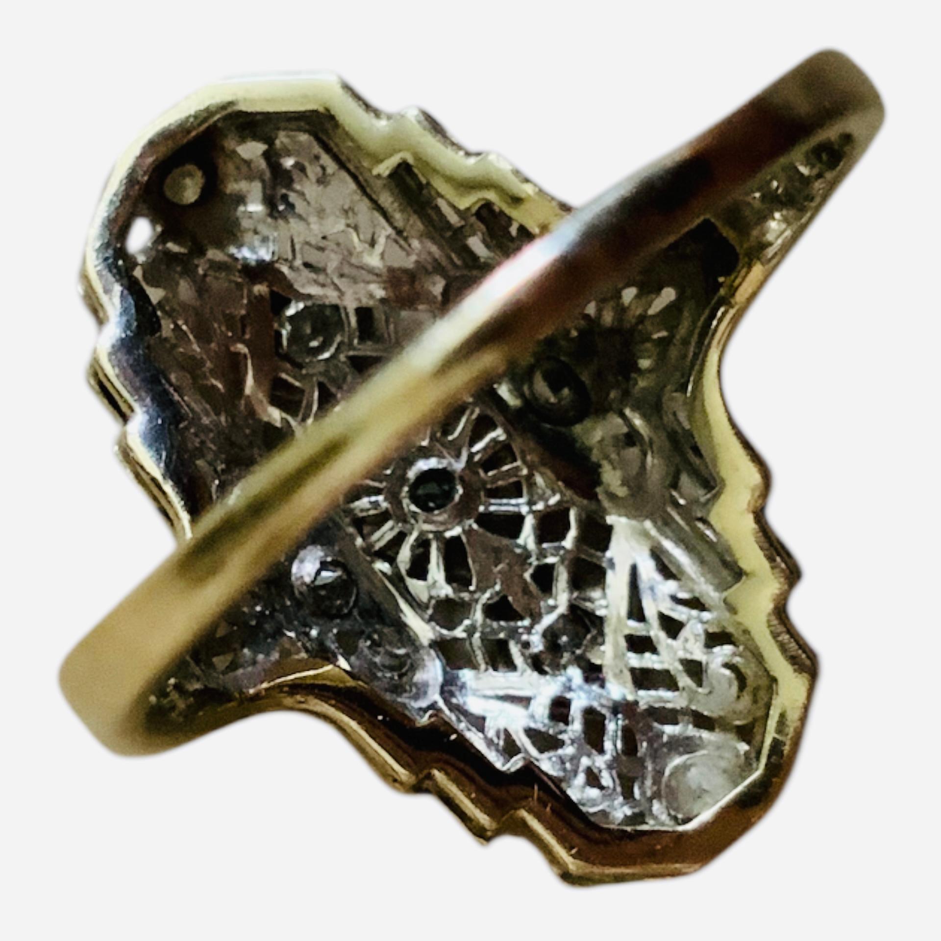 14K White Gold Diamond Art Deco Ring For Sale 2