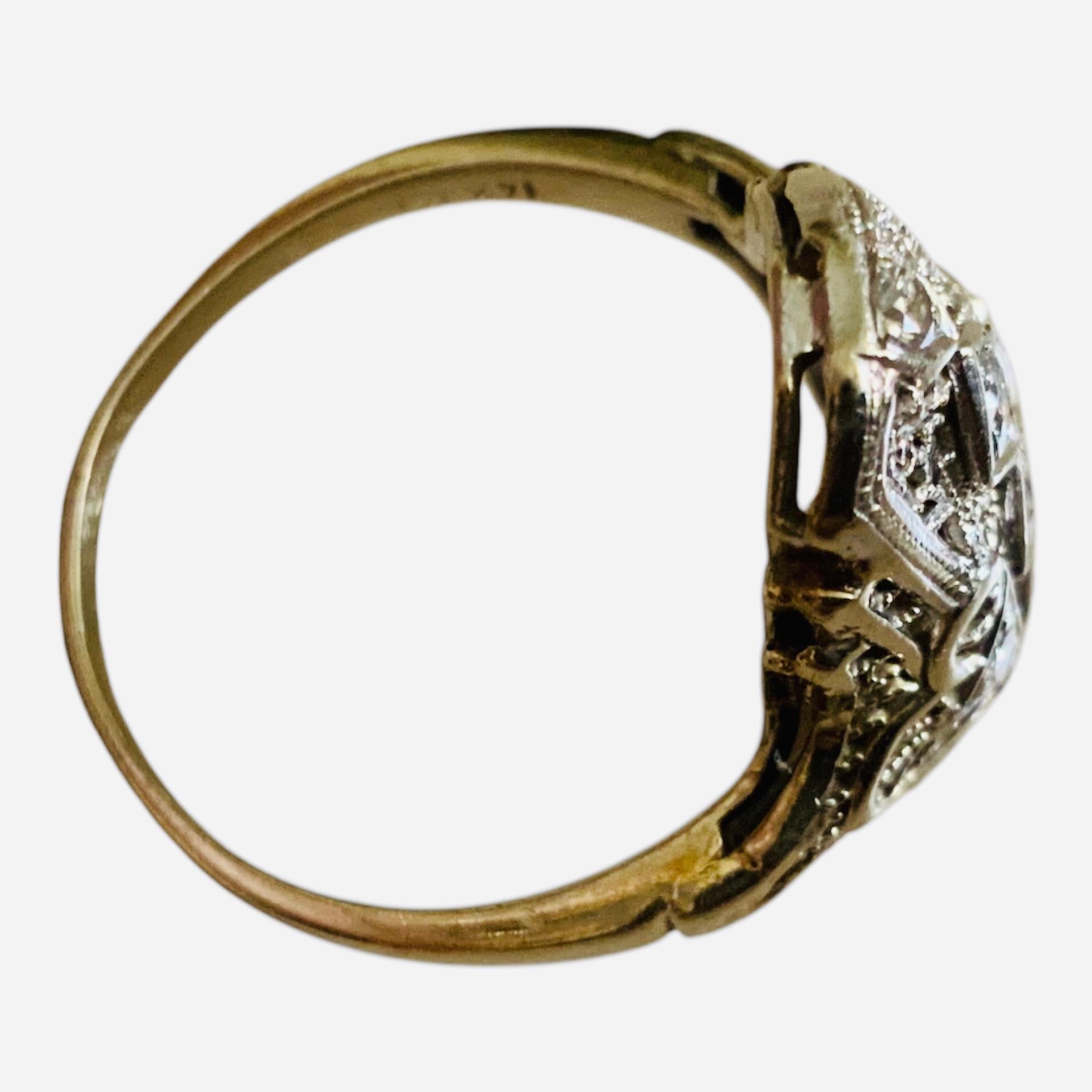 14K White Gold Diamond Art Deco Ring For Sale 3