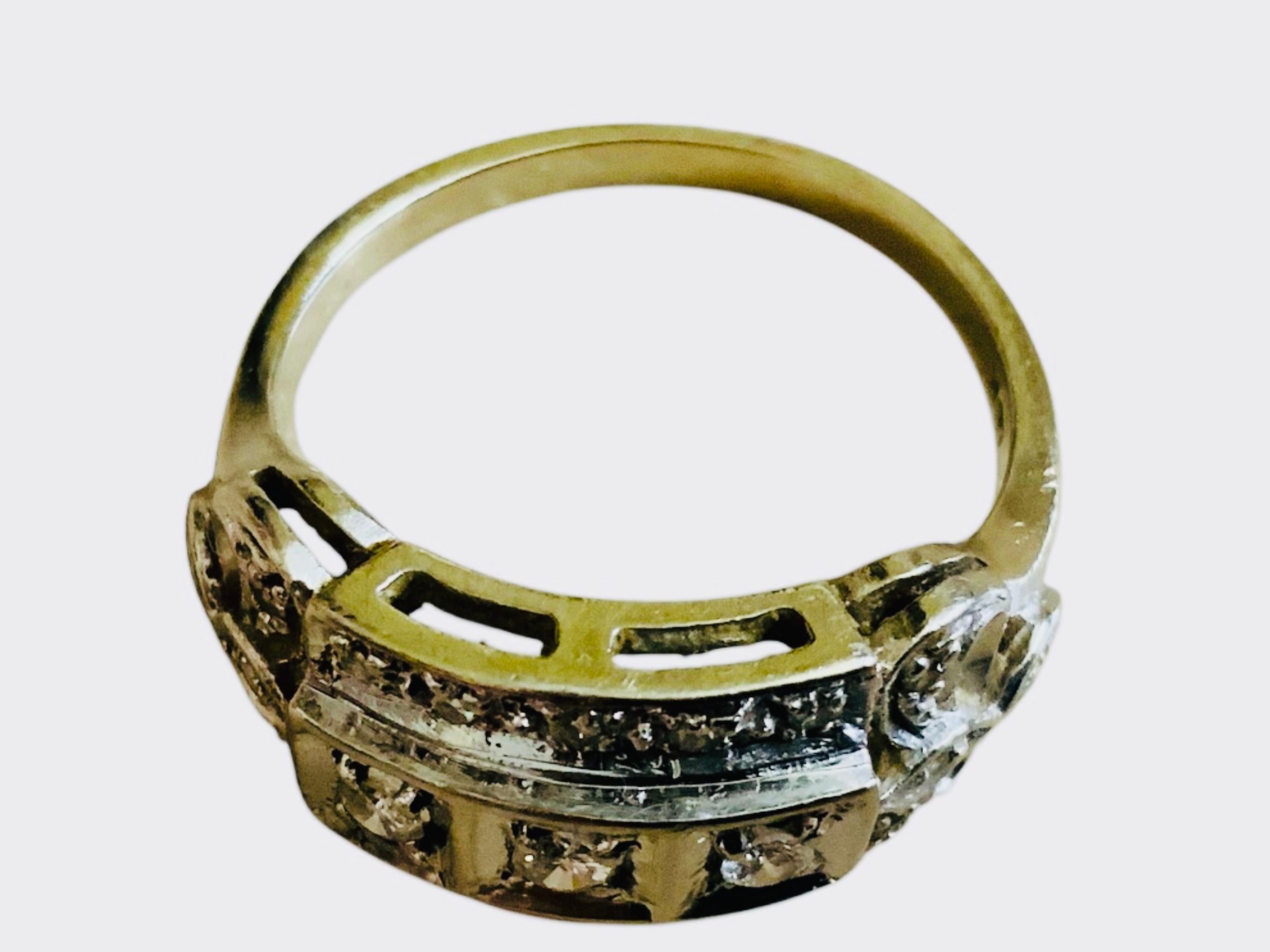 14K White Gold Diamond Art Deco Ring For Sale 4