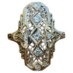 14K White Gold Diamond Art Deco Ring