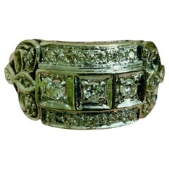 14K White Gold Diamond Art Deco Ring