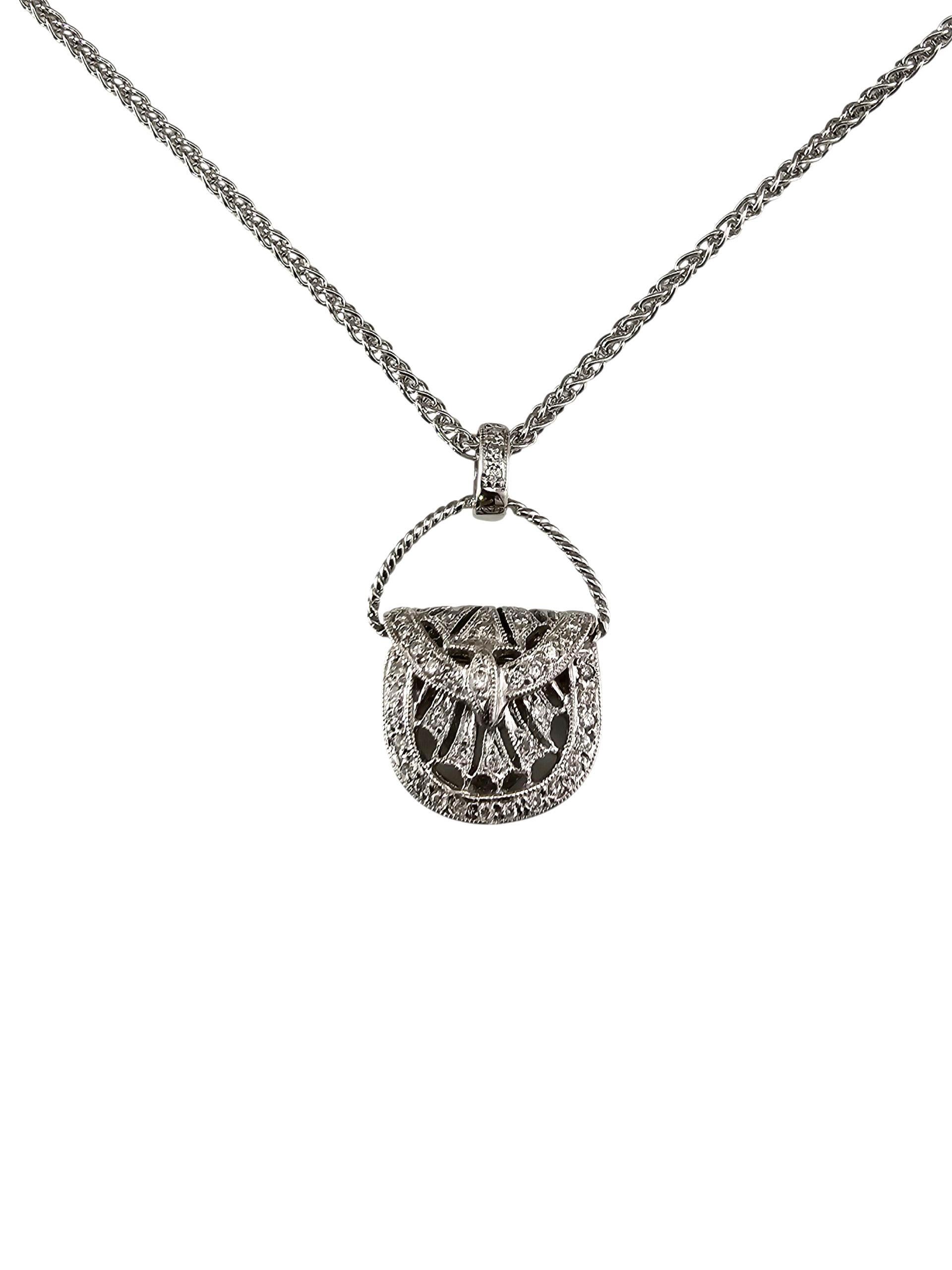 Collana con ciondolo a borsetta articolata con diamanti in oro bianco 14K #23741