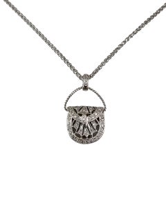 Collana con ciondolo a borsetta articolata con diamanti in oro bianco 14K #23741