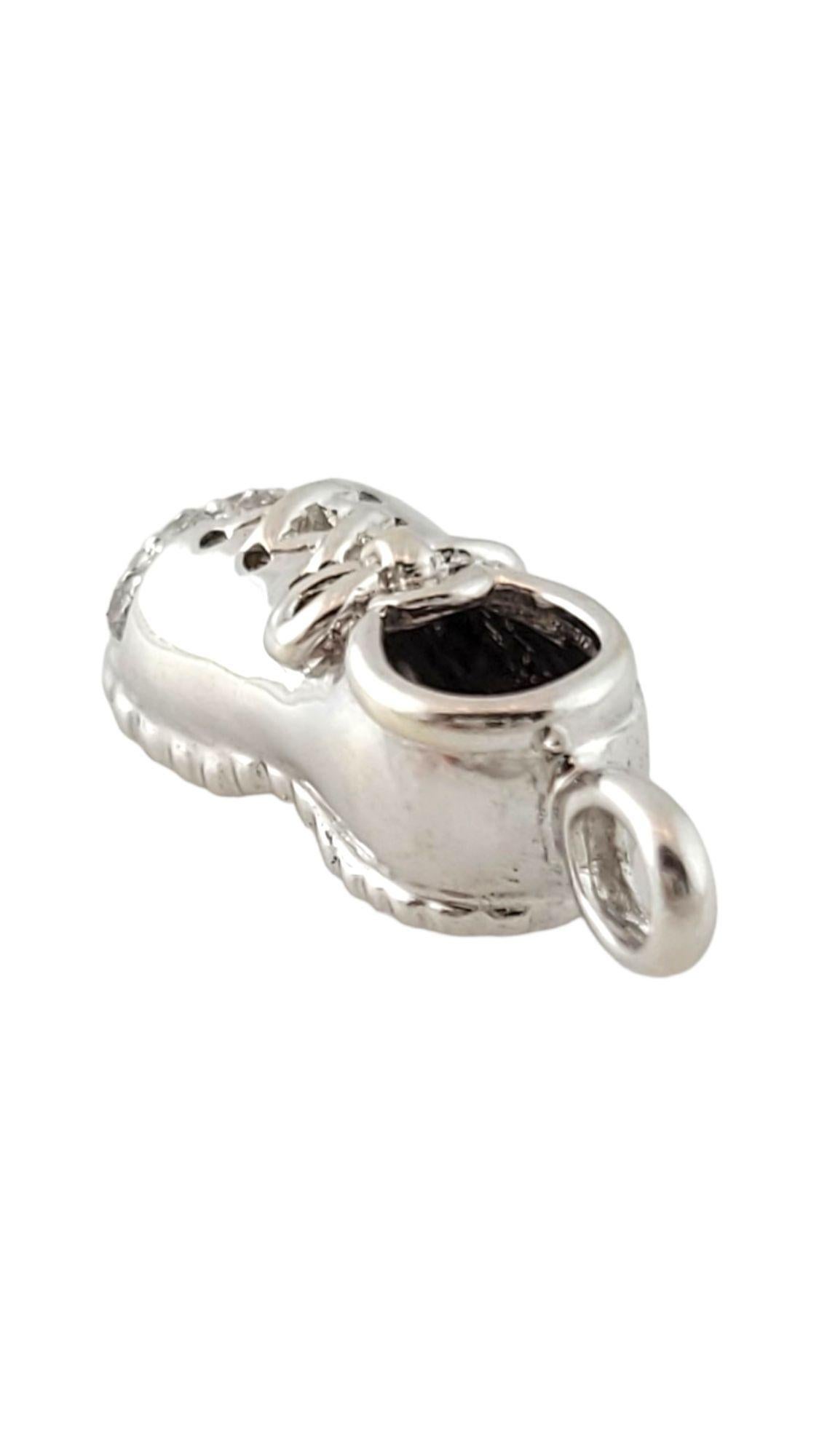 Brilliant Cut  14K White Gold Diamond Baby Shoe Charm #14994 For Sale