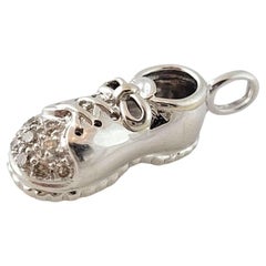 Vintage  14K White Gold Diamond Baby Shoe Charm #14994