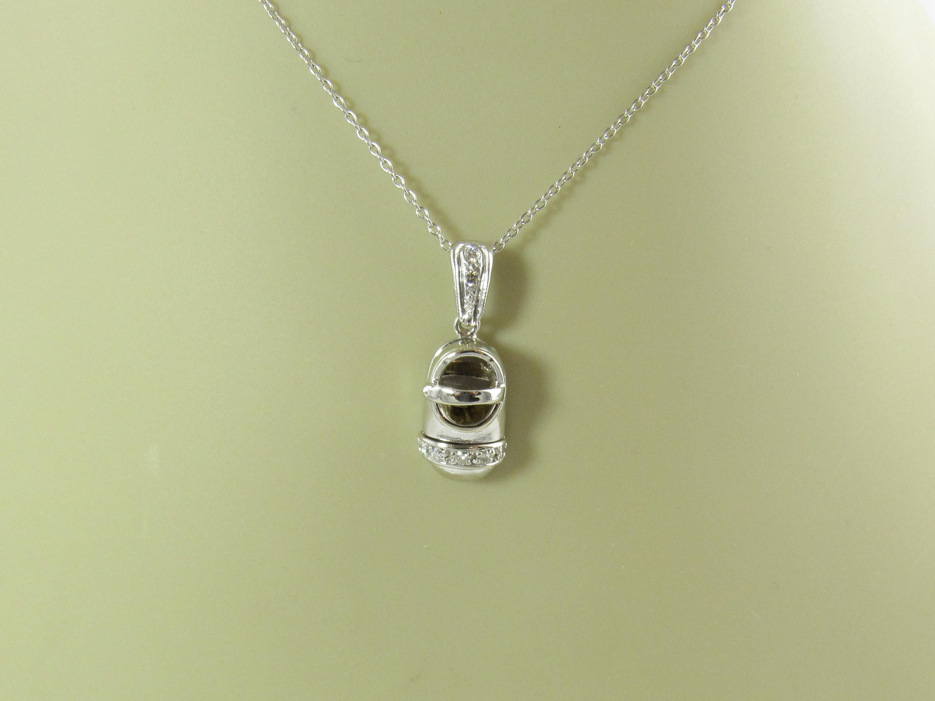 14K White Gold Diamond Baby Shoe Charm with Diamonds For Sale at 1stDibs
