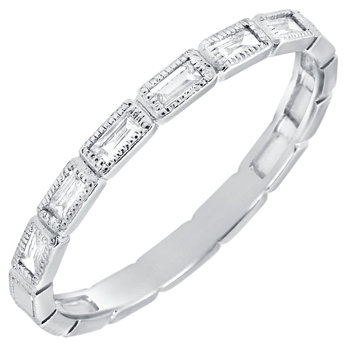 14K White Gold Diamond Baguette Band for Her For Sale