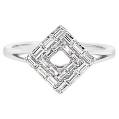 Bague baguette en or blanc 14 carats et diamant