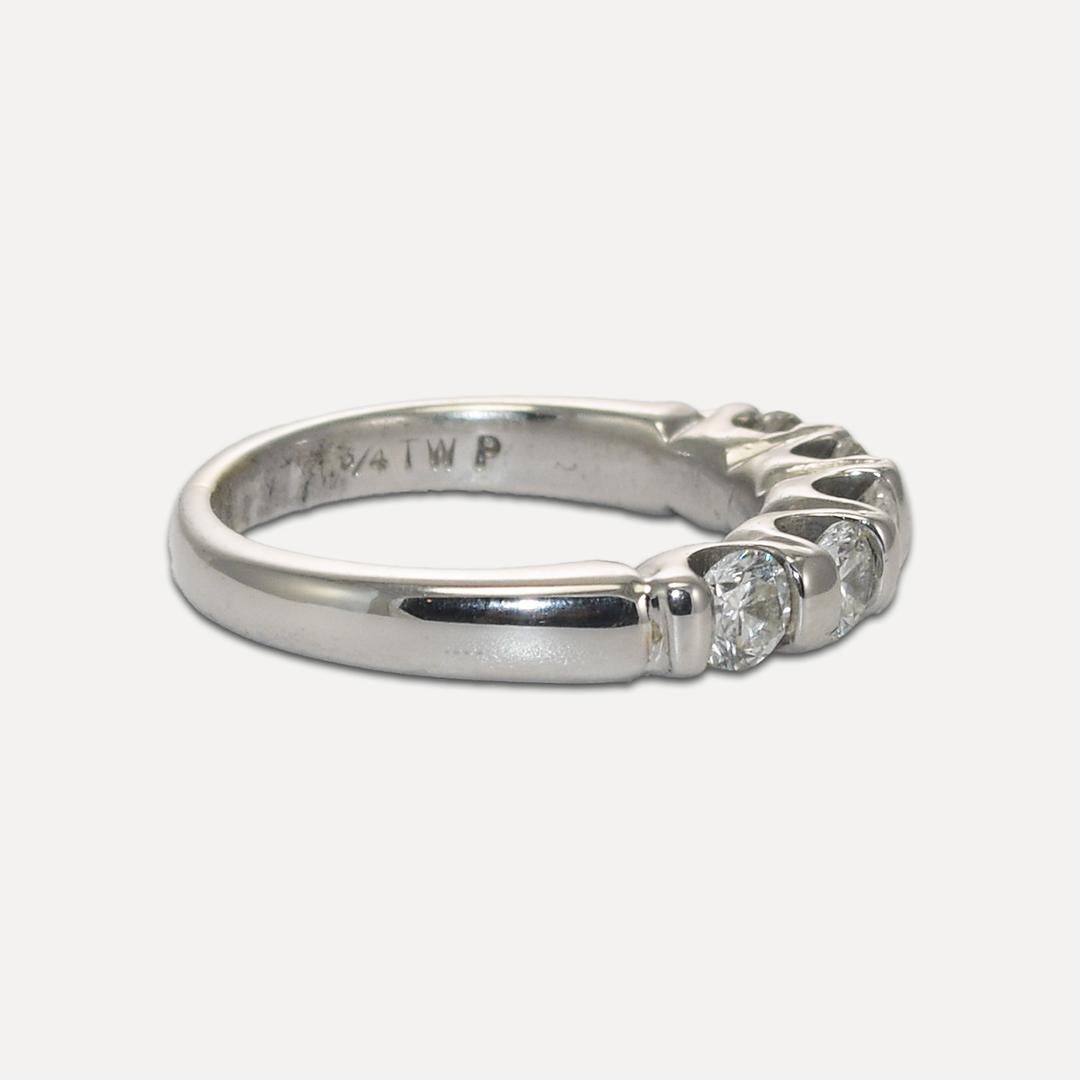 Round Cut 14K White Gold Diamond Band 0.75ct For Sale