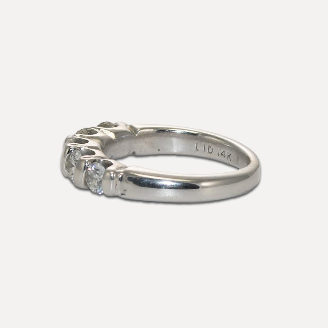 Women's or Men's 14K White Gold Diamond Band 0.75ct For Sale