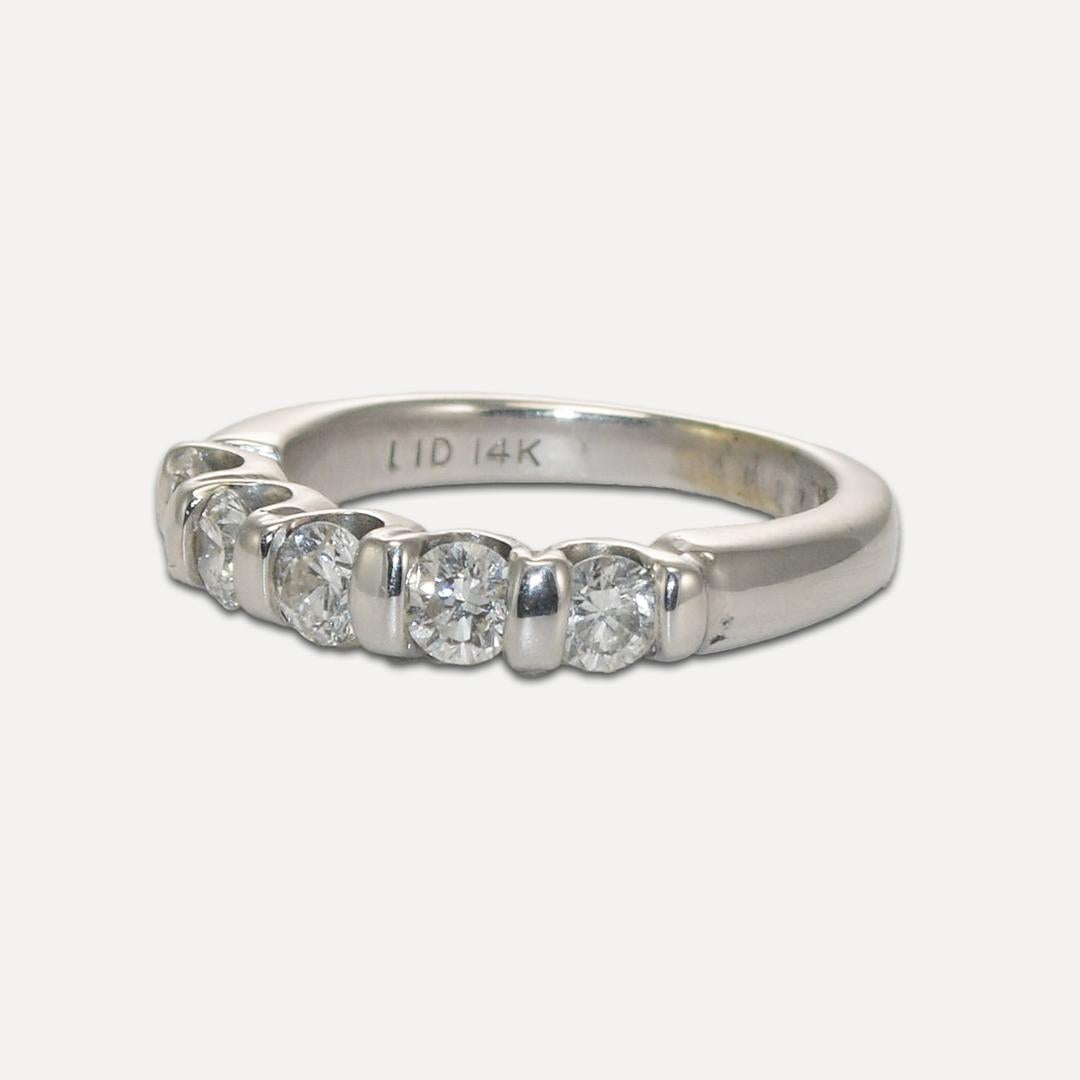 14K White Gold Diamond Band 0.75ct For Sale 1