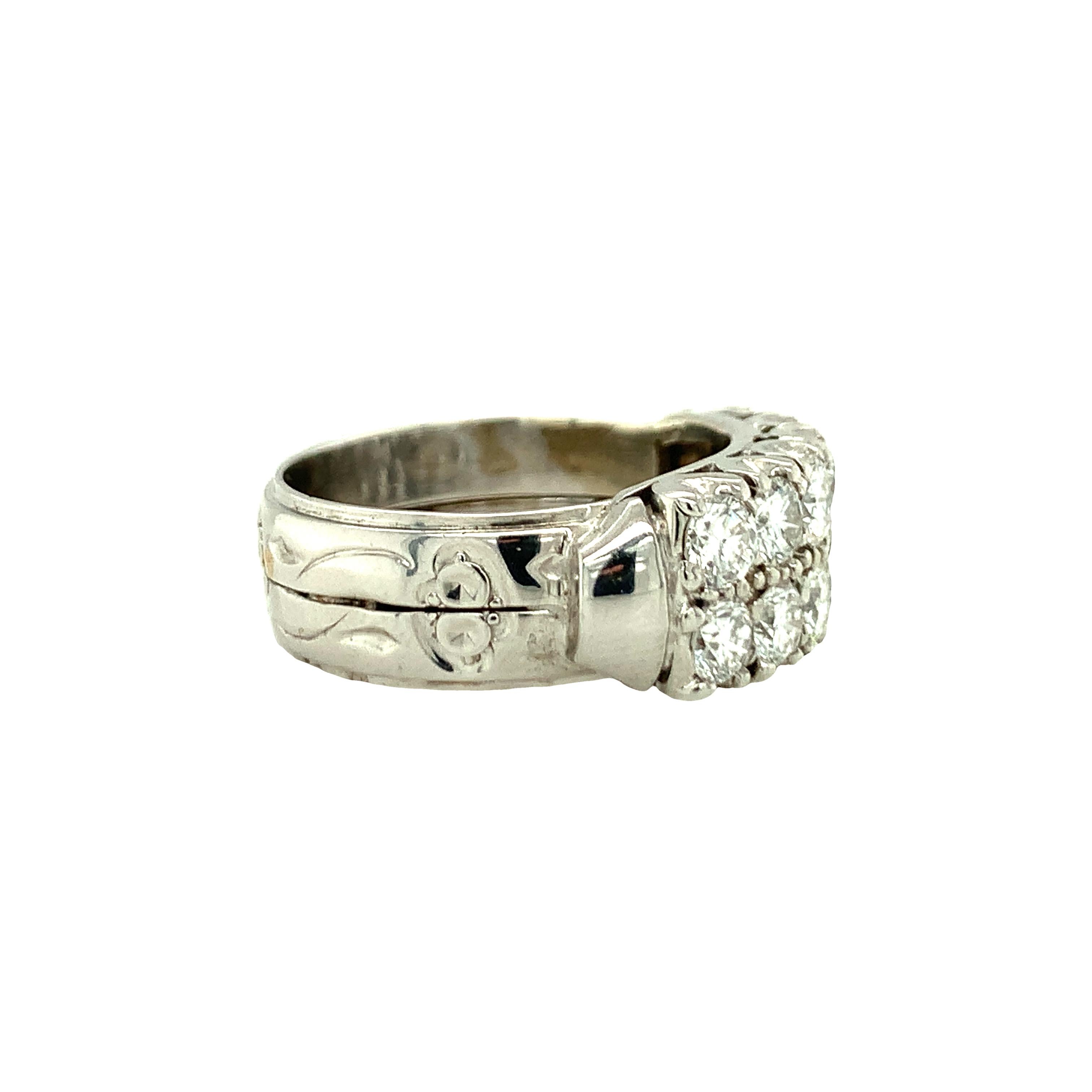 Round Cut 14K White Gold Diamond Band For Sale