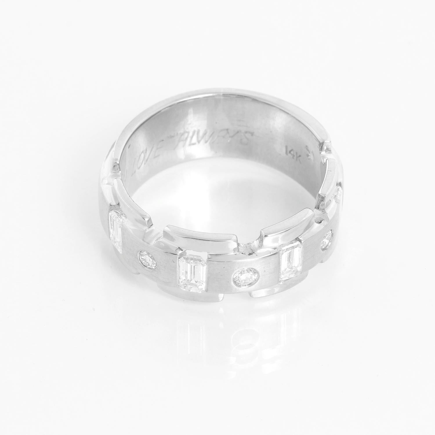 Men's 14K White Gold Diamond Band Mens For Sale