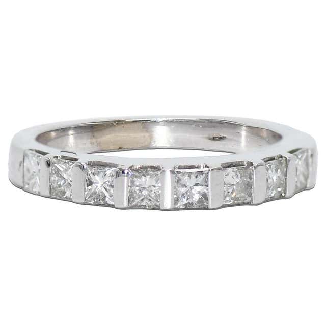 Princess Channel Set Rings Platinum VS F 1.05ctw Princess Channel Set Diamond 5 Stone Band Ring ...