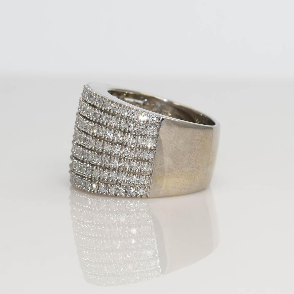 Taglio rotondo Anello a fascia con diamante in oro bianco 14K 1,00ct in vendita