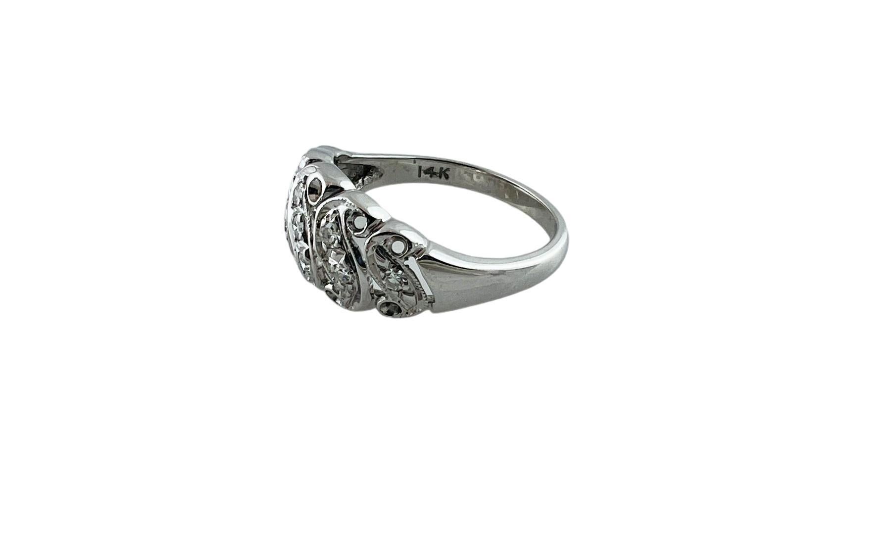 Single Cut 14K White Gold Diamond Band Ring S Design #16581 For Sale