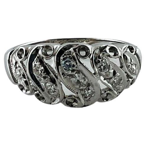 14K White Gold Diamond Band Ring S Design #16581 For Sale