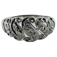14K White Gold Diamond Band Ring S Design #16581
