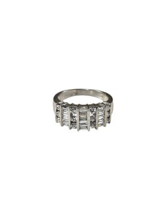 14K Weißgold Diamant Band Ring Größe 7 #24377