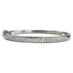 14K White Gold Diamond Bangle Bracelet 1.00ct
