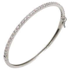 14K White Gold Diamond Bangle Bracelet - 1.75 Carats