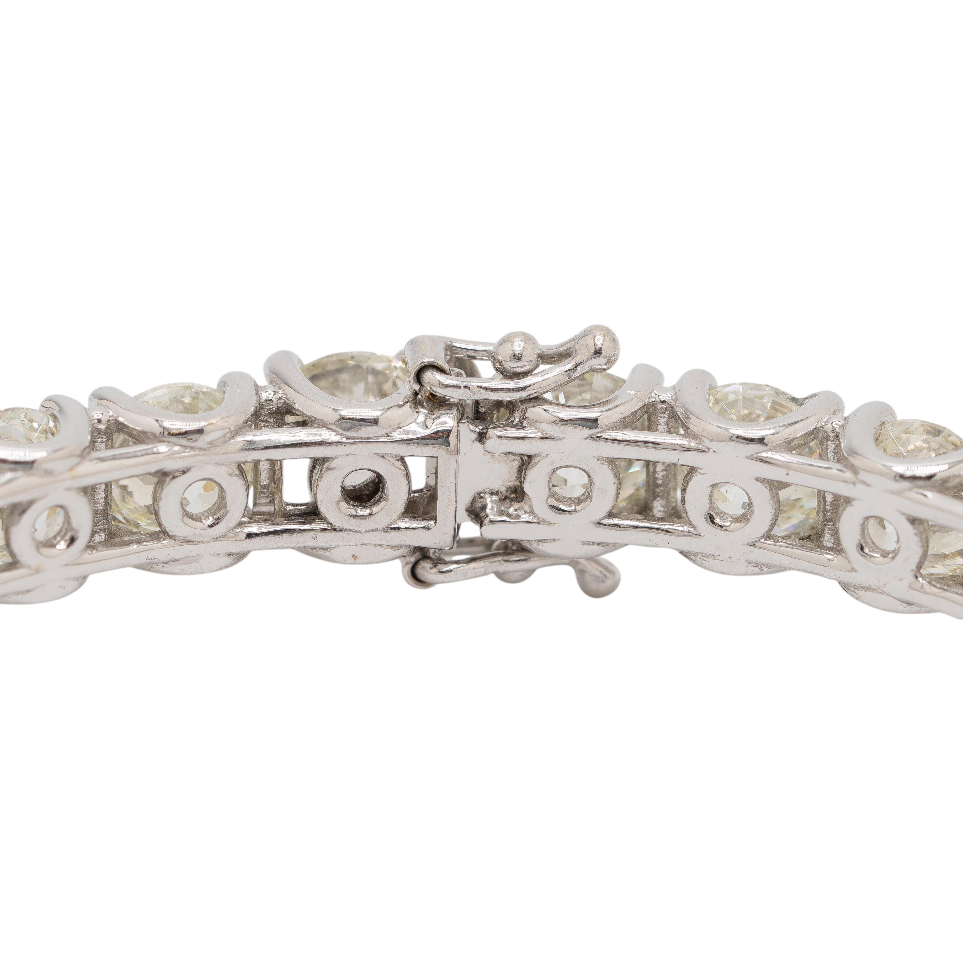 Taglio rotondo Bracciale con diamanti in oro bianco 14k in vendita