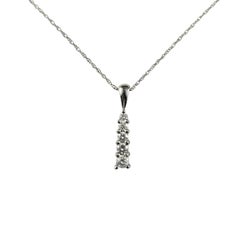 14K White Gold Diamond Bar Pendant Necklace #23449