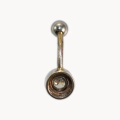 14K White Gold Diamond Belly Button Ring 0.50ct