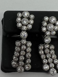 14k White Gold Diamond Bezel Drop Dangle Bezel Earrings