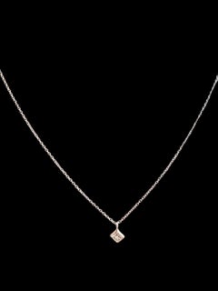 14K White Gold Diamond Bezel Necklace