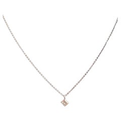 14K White Gold Diamond Bezel Necklace