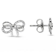 Pendientes Lazo Diamante Oro Blanco 14K