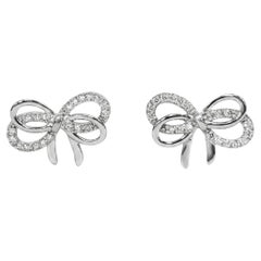 Pendientes Lazo Diamante Oro Blanco 14K