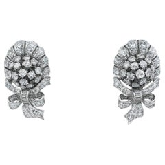 14K White Gold Diamond Bow Earrings