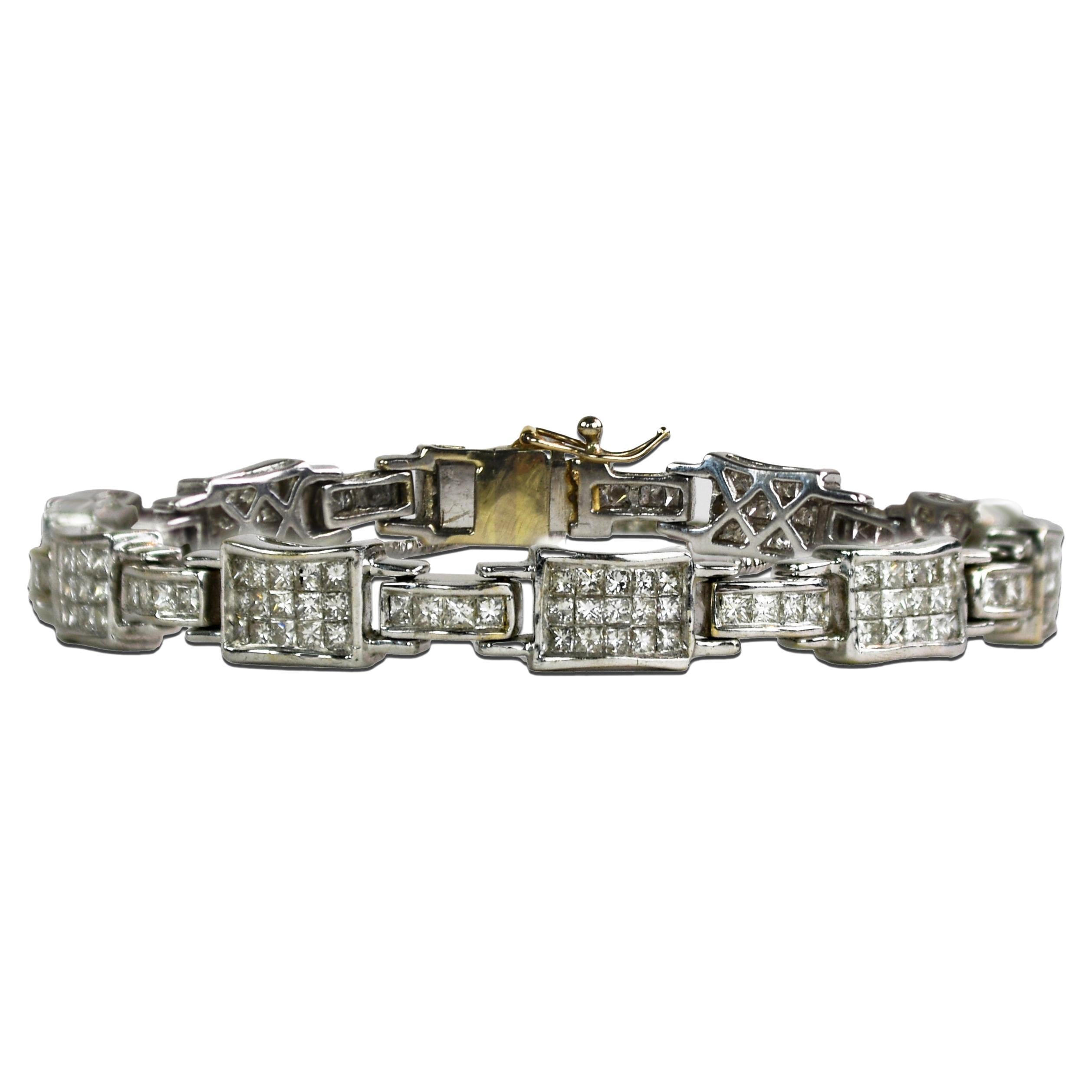 14K White Gold Diamond Bracelet 5.5ct