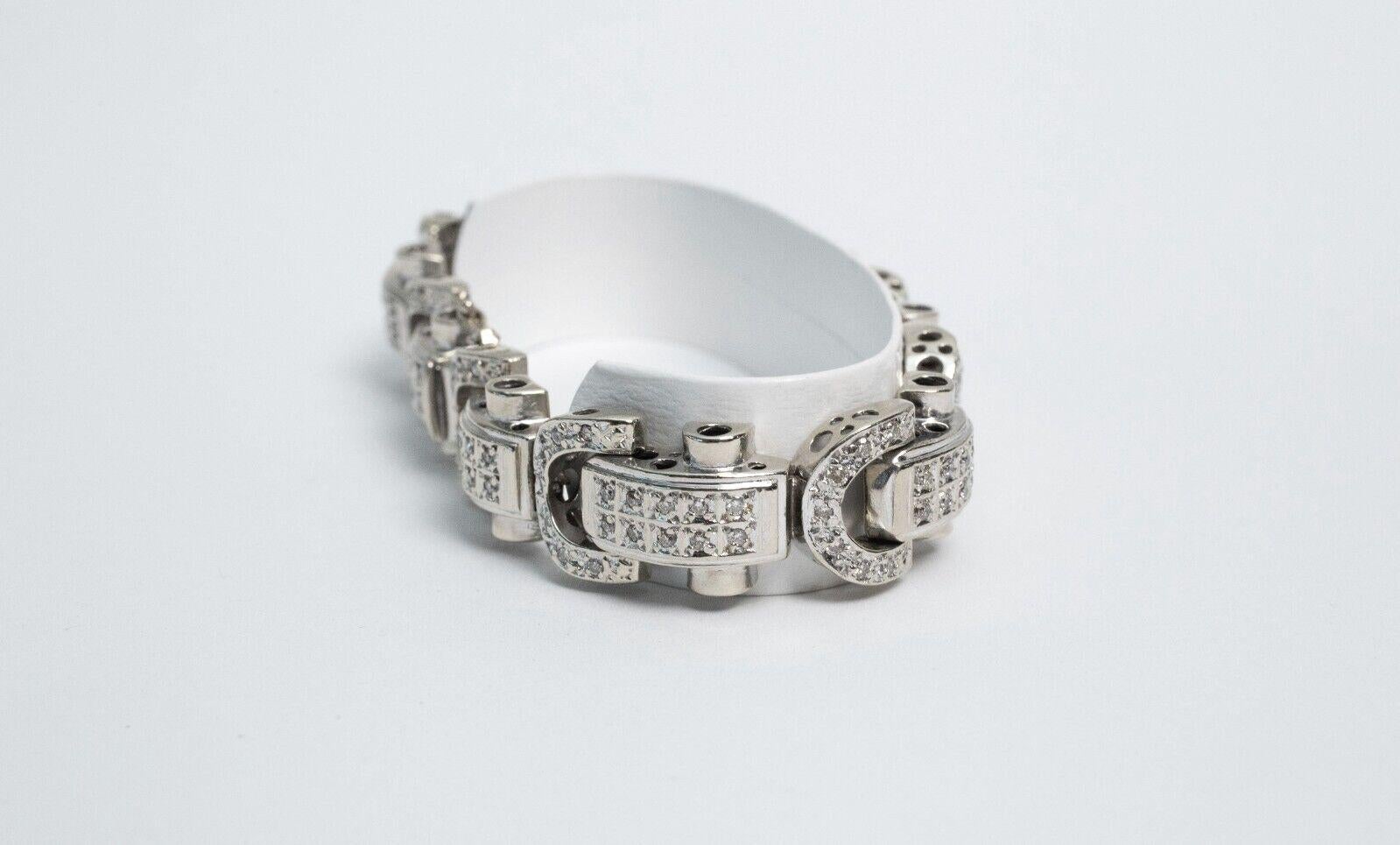 Bracelet en or blanc 14k avec diamants, 9.0 pouces - 70.6g Bon état - En vente à Providence, RI