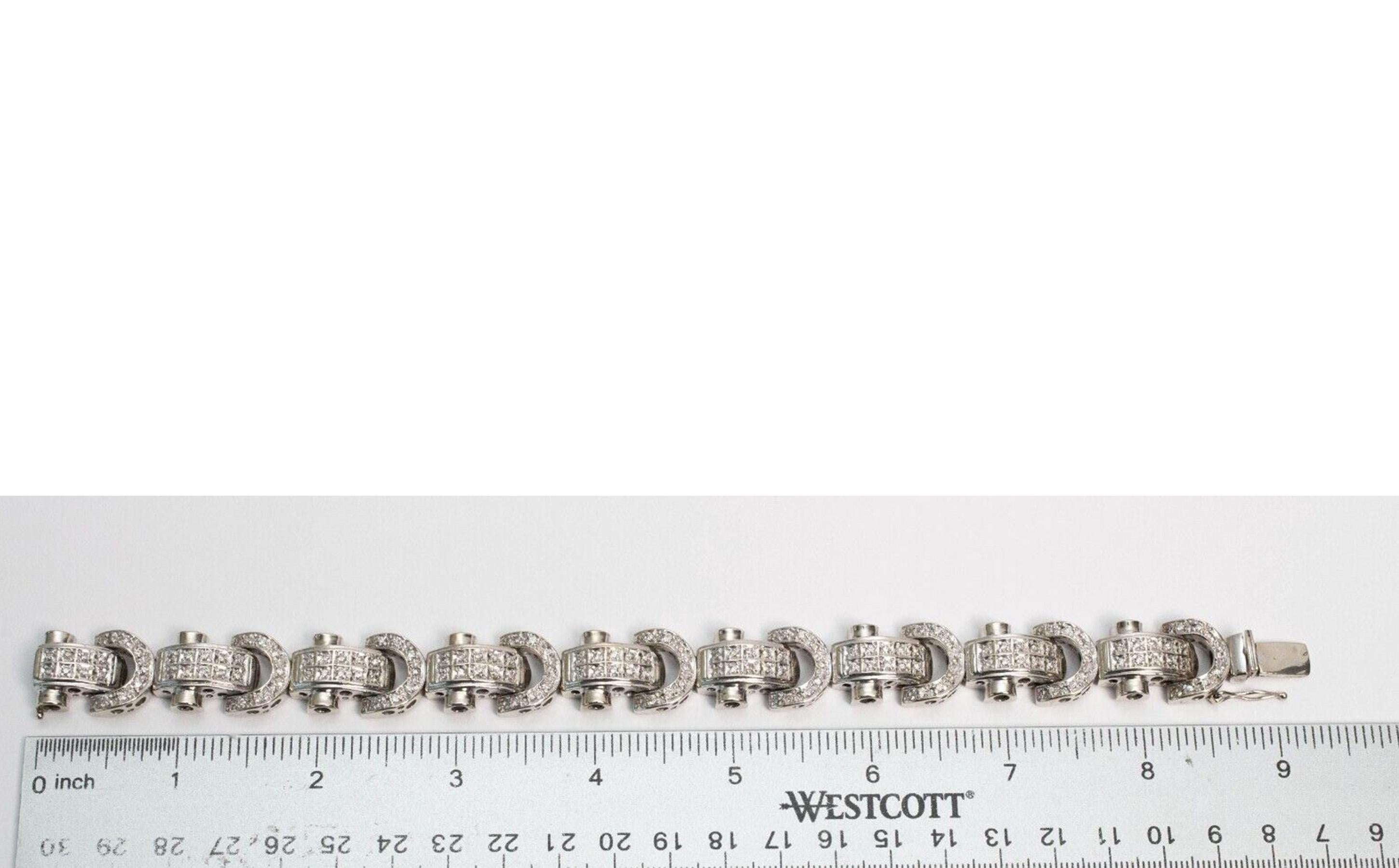 Bracelet en or blanc 14k avec diamants, 9.0 pouces - 70.6g en vente 1