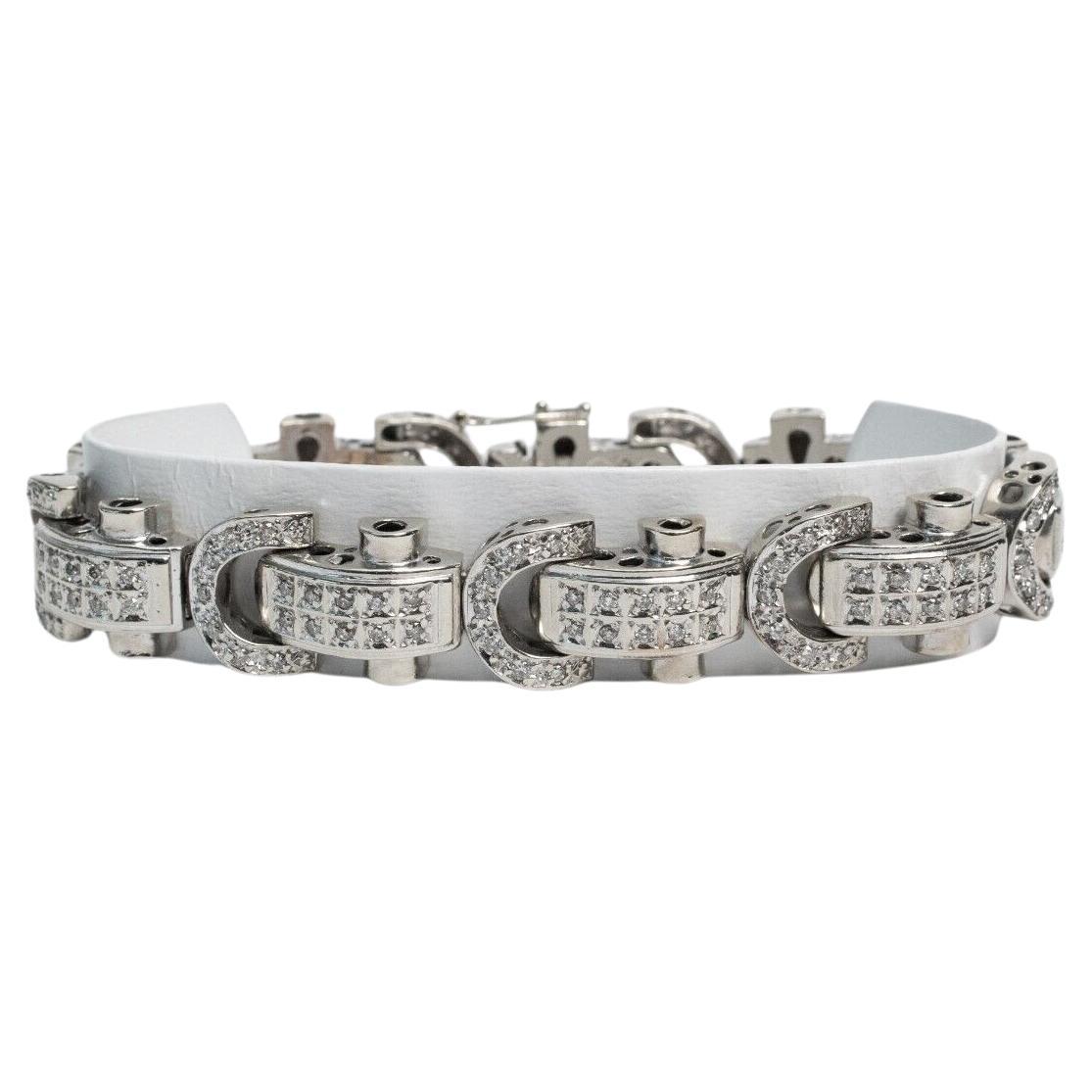14k White Gold Diamond Bracelet, 9.0 inches - 70.6g